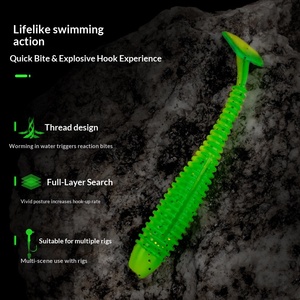 Leurre souple King Lure à queue en T filetée, avec tête plombée et spirale inversée, pour la pêche au bar en réservoirs et rivières - Product Image 2