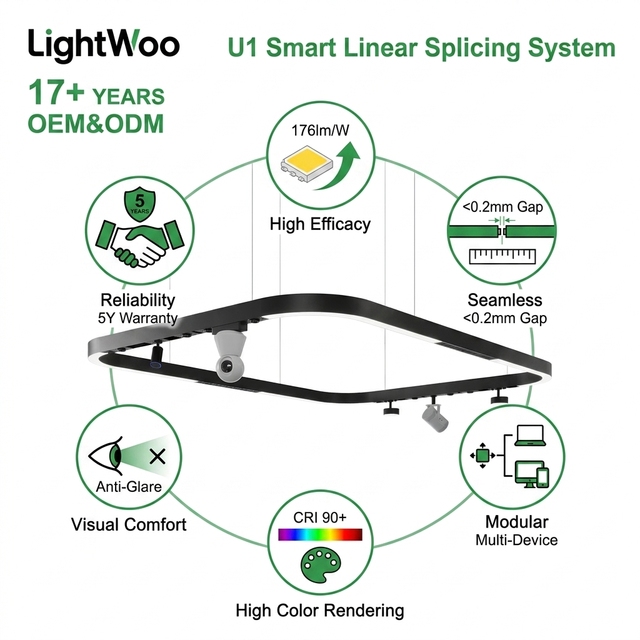 Energy Saving LED Linear Splicing Lamp High Transmittance Grille Linkable Linear Light Recessed Office Warehouse Supermarket