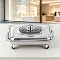 Réchaud de buffet rectangulaire en acier inoxydable professionnel avec couvercle pour hôtels, restaurants et traiteurs