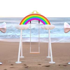 Balançoires intérieures romantiques, design nuage blanc arc-en-ciel bord de mer, équipement de photographie populaire, installations de parc d'attractions pour enfants - Product Image 3