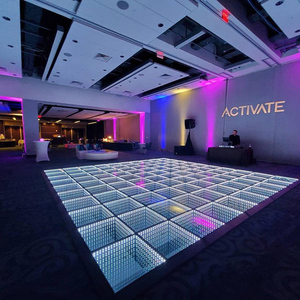 Pista de baile LED personalizada para bodas, fiestas, discotecas, escenarios de eventos con efecto de espejo infinito 3D y sincronización musical - Product Image 1
