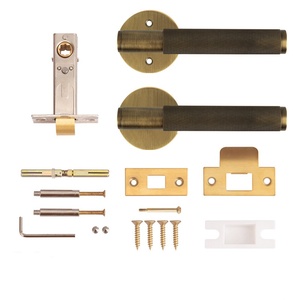 Brass <strong>Door</strong> Handle Factory Direct Sales Knurled Interior Privacy Antique Brass Entry <strong>Door</strong> Handles Luxury With Lock - Product Image 2
