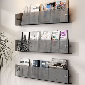 Étagère murale en acrylique transparente, étagères flottantes pour magazines, porte-<span class=keywords><strong>CD</strong></span>, organisateur gain de place, étagère murale de rangement - Product Image 1