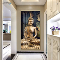 Maison hôtel bureau décoration murale cristal porcelaine poisson avec cadre en alliage d'aluminium peinture sur verre avec crist