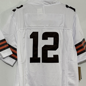 Jersey Sepak Bola Amerika Gaya Cleveland Browns Kustom Berkualitas Tinggi Jahitan Rapi # 2 # 4 # 13 # 24 # 95 Nomor Nama Seragam Olahraga Poliester - Product Image 2