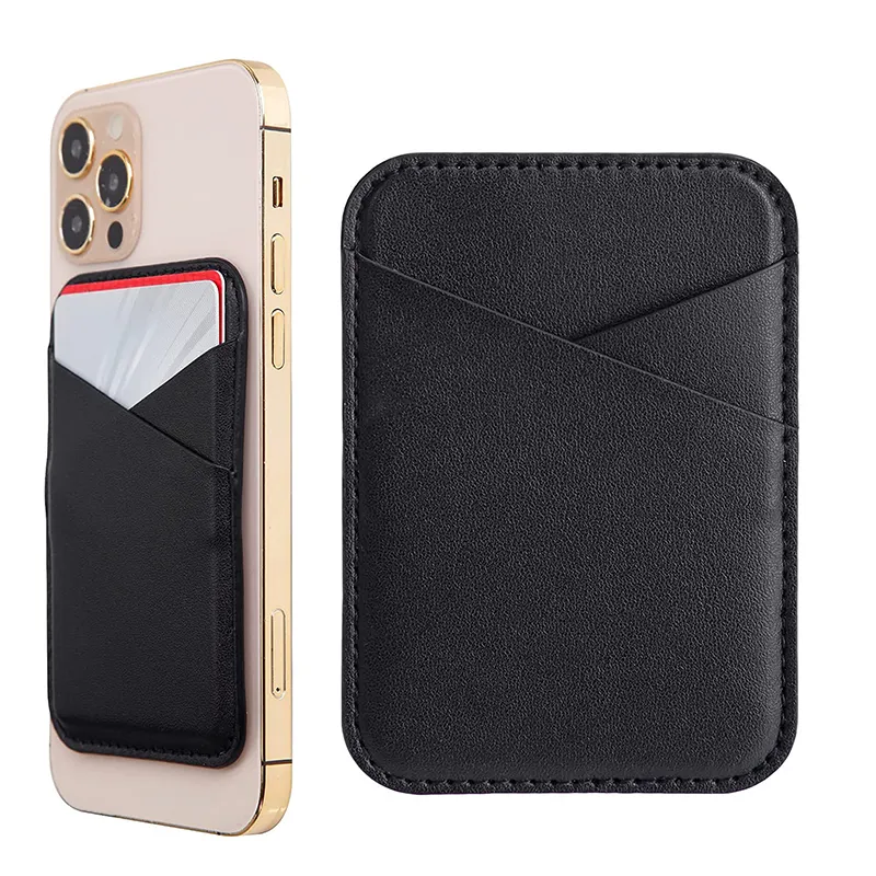 KBW417 Wholesale RFID Anti-theft Brush Leather Card Holder Magsafe Leather Wallet Magnetic Phone Card Case