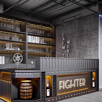 Comptoir de bar à café commercial moderne sur mesure avec éclairage LED, design étanche pour l'intérieur des restaurants et des cafés