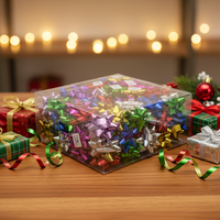 Rubans en gros de 1 pouce avec nœuds étoiles métalliques sur bobine en plastique, couleurs assorties, écologiques, pour la décoration de fêtes et de cadeaux
