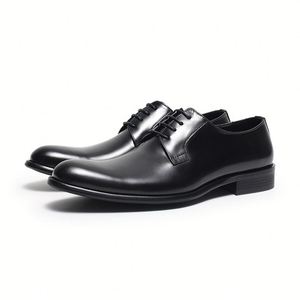 New Men's Formal Genuine Leather Square <b>Toe</b> Shoes Hollowed-Out Trendy Korean-Style Business Casual Lace-Up Anti-Slip Autumn - Product Image 6