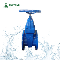 Vanne à opercule manuelle en fonte ductile à siège élastique DIN3352 F4 PN16 DN50-DN400 à brides EPDM Époxy bleu pour conduite d'eau municipale