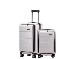 Valise rigide ABS + PC 20/24/28 pouces Valise à roulettes à roulettes pratique Voyage en famille Ouverture à glissière Nylon PU