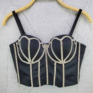 Alta qualità diamante strass fantasia principessa elegante signore cinghie lucide Outwear reggiseno Bralette Bustier corsetto Top per le donne sesso