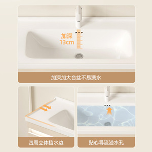 Mueble de baño italiano de titanio con lavabo de cerámica integrado, almacenamiento lateral y espejo con luz. - Product Image 5