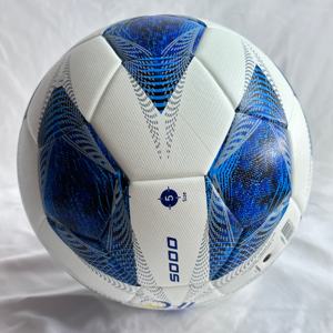 Ballon de football de haute qualité, taille 5, bleu, cuir PU thermocollé, intérieur/extérieur, 420g-450g, personnalisé pour l'entraînement - Product Image 4