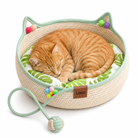 Maison pour chat en corde de coton tressée à la main, lavable, respirante, avec griffoir et jouet interactif pour une utilisation intérieure toute l'année