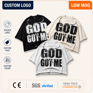 T-shirt in Cotone Pesante Personalizzata per Uomo, Stampa Vintage 'God Got Me', Vestibilità Oversize, Stile Streetwear - Product Image 1