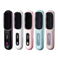 Sisir Rambut Panas 2-in-1 Isi Ulang, Sisir Pelurus Rambut Elektrik Tanpa Kabel, Sikat Penata Rambut Portabel, Sikat Pelurus Rambut Mini