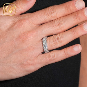 Anillo de eternidad completo con diamantes creados en laboratorio IGI, corte brillante redondo, engaste pavé, banda de boda apilable, joyería fina para mujer, venta al por mayor - Product Image 5