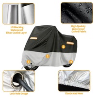Housse de moto en tissu Oxford avec design imperméable et durable, boucles coupe-vent et trous pour cadenas de sécurité - Utilisation toutes saisons