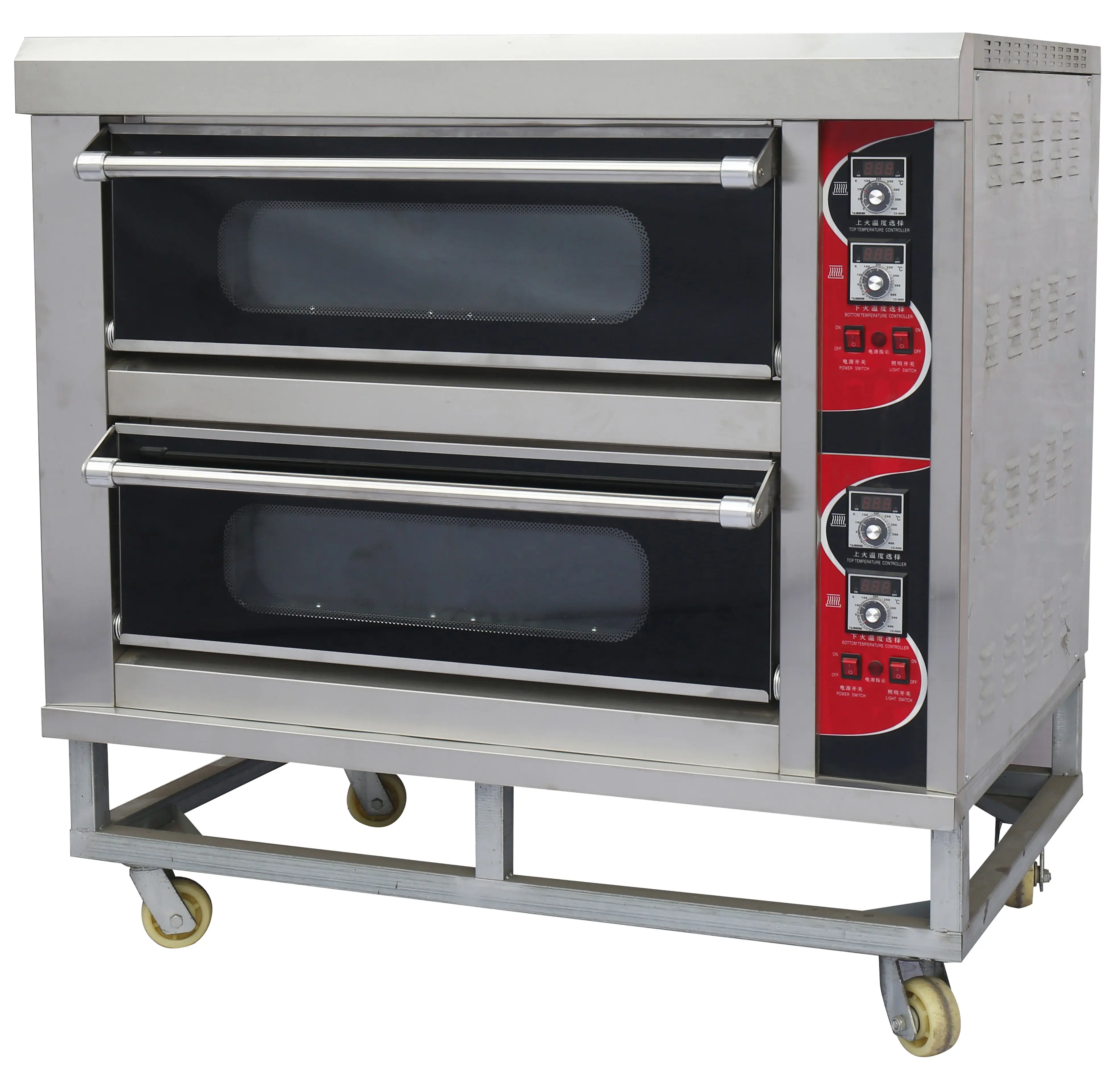 Four à infrarouge électrique à 2 étages et 4 plateaux, pas cher, pour la cuisson de Pizza, de pain, de gâteau, équipement de boulangerie (ATS-40)