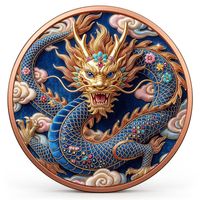 Pièce de monnaie en cuivre pur 999 de 1 oz, série Dragon de dessin animé, couleur UV 3D en relief, édition de collection, cadeau