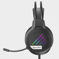 Casque de jeu USB filaire M19 Casque supra-auriculaire à suppression de bruit avec lumière LED et microphone