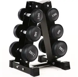 Gym fitness Commercial Dumbell Weights Set black cast iron heavy dumbbells 10kg 25kg pu dumbbell set