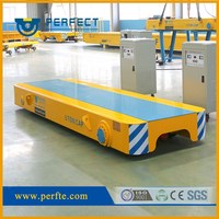 Chariot de transfert électrique motorisé sur rail basse tension, robuste, sur mesure pour atelier sidérurgique