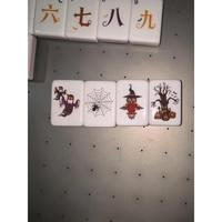 Tuiles de Mahjong Américain Halloween Minuit, Ensemble de 160 tuiles, Motifs Citrouille, Chauve-souris, Fantôme, Araignée, En Stock, Personnalisation OEM/ODM
