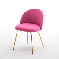 Chaise de salle à manger rembourrée en lin de style mid-century, chaise d'appoint portable en tissu avec pieds en métal pour café, hôtel, maison