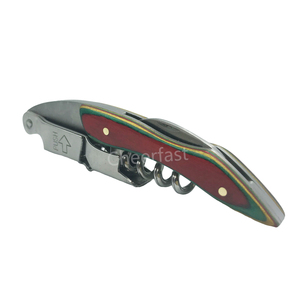 Ouvre-vis multi-fonction avec poignée en bois pour bouteille de vin, en acier inoxydable, personnalisé - Product Image 1