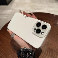 Coque de téléphone unie mate texturée litchi avec protection d'objectif en cristal pour iPhone 17 Pro 16