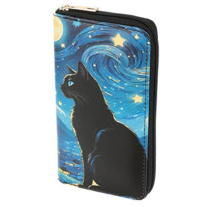 Customized PU leather long girl wallet popular kitten <b>coin</b> <b>purse</b> cartoon zipper opening and closing - Product Image 4