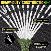 Cordon Paracord Haute Performance 32 Brins Tressés 12 Fils 4mm Noyau Intérieur Nylon Polyester 750LBS 1000ft pour Liaison