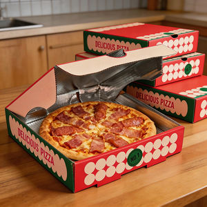 Cajas de Pizza Corrugadas con Revestimiento de Papel de Aluminio, Impresas Personalizadas con Materiales Reciclados, Acabado Mate, Multitamaño, Aisladas de Grado Alimenticio para Entrega a Domicilio - Product Image 3