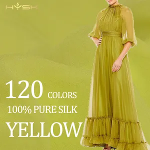 yellow orange gold Dye Pure Silk chartreuse Solid 120 Color Women Dress Material Thin good drapes chiffon Silk Georgette Fabric