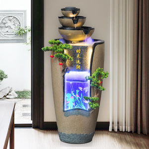 Chinese Style Floor Standing Water Fountain With Led Light For Living Room Entryway Feng Shui Decoration - Product Image 4