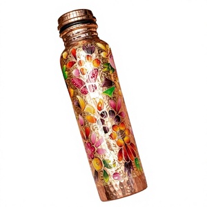Bouteille d'eau en cuivre à motif floral émaillé, très vendue, portable pour les voyages - Product Image 1