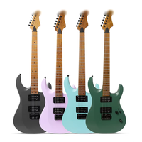 Guitares électriques haut de gamme en gros, 24 frettes, manche en érable torréfié, corps en peuplier, micros HH Alnico V, pont vibrato