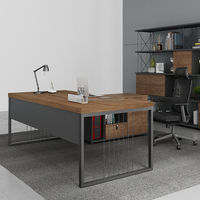 Bureau de direction moderne de style simple avec cadre chromé panneau en bois foncé bureau d'ordinateur en forme de L pour la maison école salon utilisation