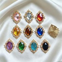 Boutons en alliage de pierres précieuses ovales en forme de losange avec strass pour chaussures, vêtements, sacs, accessoires pour cheveux et bricolage