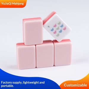 Mahjong américain <span class=keywords><strong>rose</strong></span> pâle, mini, portable, en acrylique à quatre couches, tuiles à manipuler à la main, en stock - Product Image 2