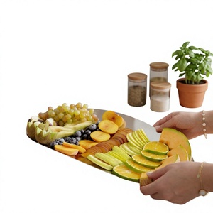 Plateau de service à fruits en métal moderne, plateau à fruits ovale décoratif, plateau de service de luxe pour la table, pour les dîners et les réceptions - Product Image 3