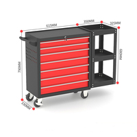 Armoire à outils industrielle à roulettes avec 7 tiroirs, portes verrouillables et organisateur latéral amovible, personnalisable OEM/OBM, capacité 100 kg