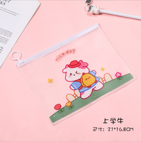 Organisateur de papeterie pour étudiants Niuniu en forme de dessin animé, sac à anneaux avec fermeture éclair, sac de classement étanche, sac de classement transparent, pochette pour données
