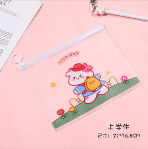 Karikatür Niuniu öğrenci masaüstü düzenleyici halka fermuarlı çanta su geçirmez dosya çantası dosya çantası şeffaf veri kılıfı - Product Image 6