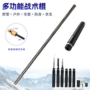 Bâton de randonnée tactique en alliage d'aluminium, 3 sections détachables, multifonctionnel, pour la marche en plein air, avec outils de survie - Product Image 2