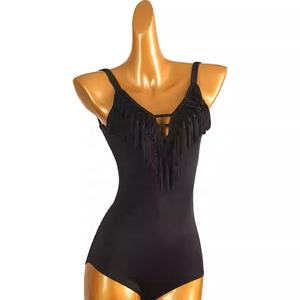 Vestido de baile latino de una pieza para mujer, traje de baile de escenario, seda elástica/algodón, talla adulta S114 - Product Image 3