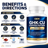 Gélules de peptides de cuivre GHK-Cu de qualité supérieure, complexe pour la peau et les cheveux, soutient la vitalité de la peau et des cheveux, antioxydant, beauté quotidienne, vente en gros OEM