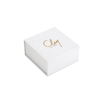 Boîtes de rangement pour bijoux en papier rigide recyclable blanc de petite taille avec logo imprimé personnalisé luxueux, gaufrage